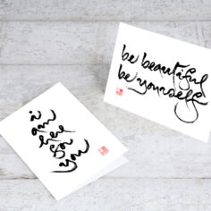 Thich Nhat Hanh Calligraphy Note Cards – Set of 12 elegant mindfulness cards with inspirational quotes and printed calligraphy.