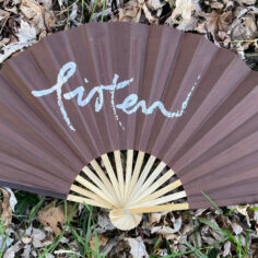 Plum Village Fan with "Listen", calligraphy of Zen Master Thich Nhat Hanh