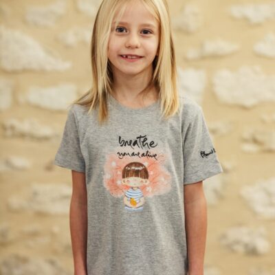 Children wearing unisex Plum Village organic cotton hoodie -  Breathe You Are Alive design