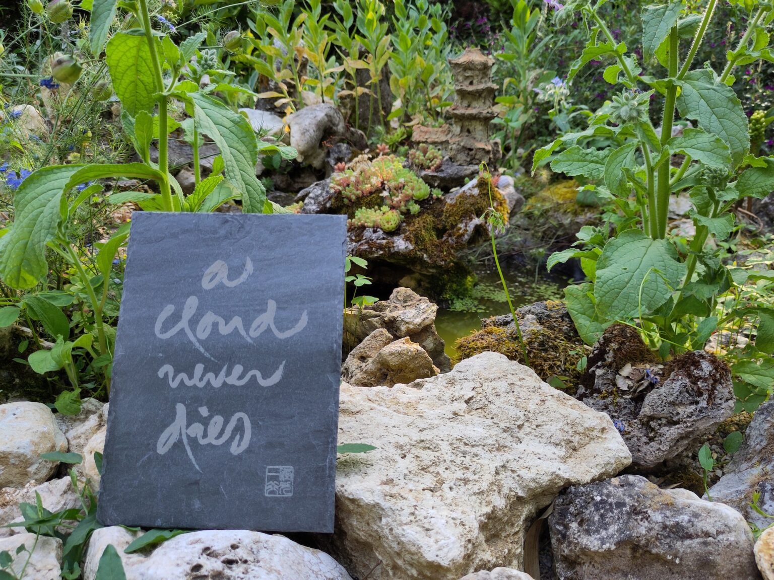 A Cloud Never Dies Thich Nhat Hanh's Calligraphy on Slate