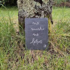 Thich Nhat Hanh’s calligraphy on slate “No Mud No Lotus"