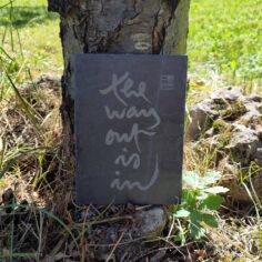 Thich Nhat Hanh’s calligraphy on slate, durable and suitable for indoor and outdoor use.