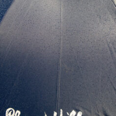 Close up of Plum Village logo on umbrella