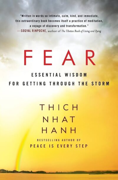 Fear Essential Wisdom for Getting Through the Storm by Thich Nhat Hanh showing clearing storm clouds with rainbow and sun
