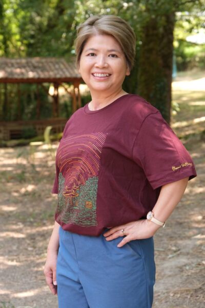 Plum Village T-shirt: Bell Tower Burgundy